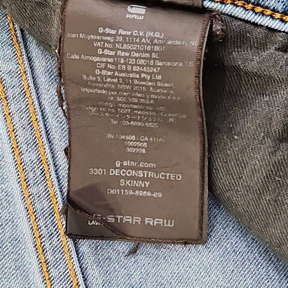 G-Star Raw Jeans 3301 Deconstructed Men's 42x36 Dark Wash Jeans Streetwear - Picture 12 of 15